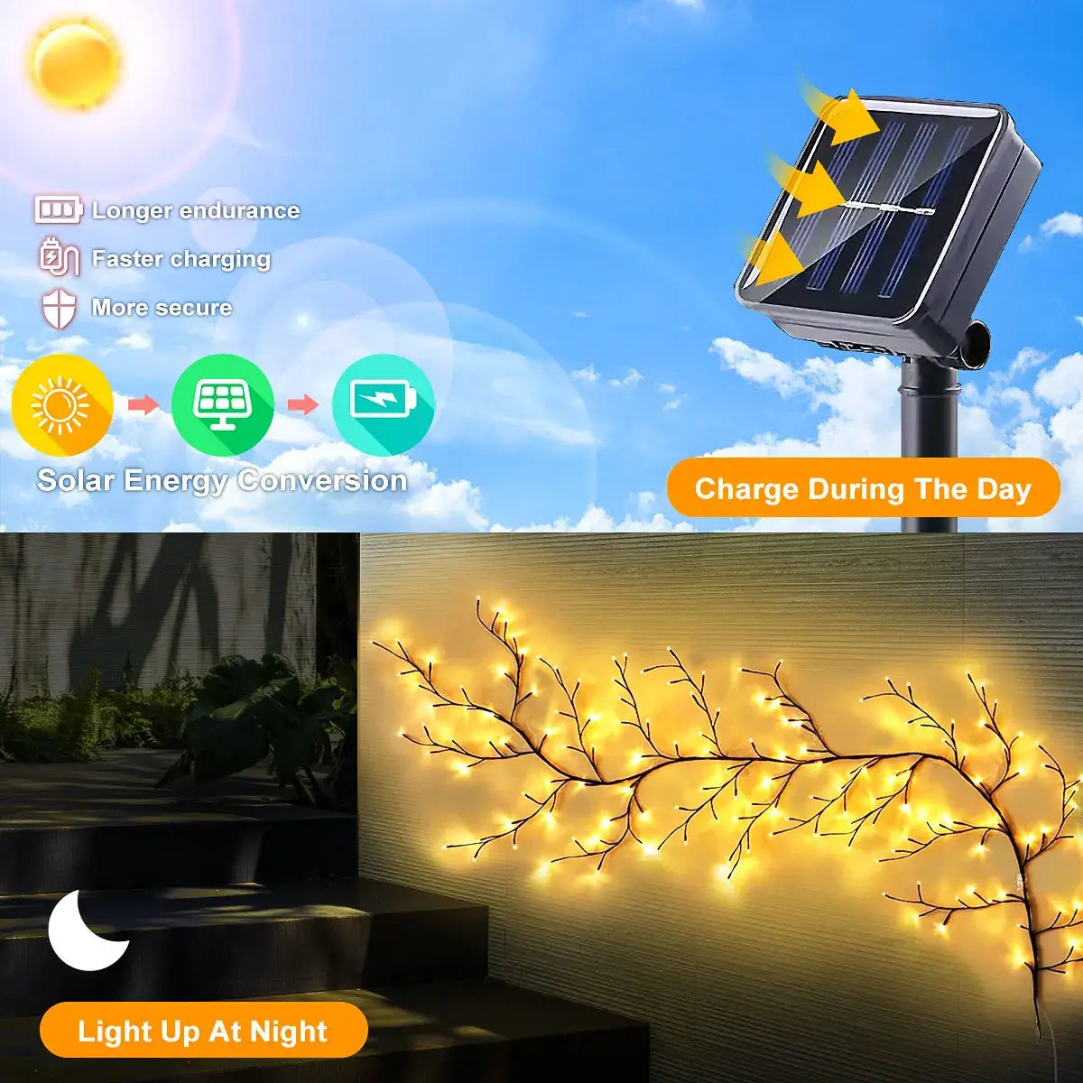 DecorBites™ Solar Willow Vine Light: Outdoor Decoration Waterproof Fairy Light