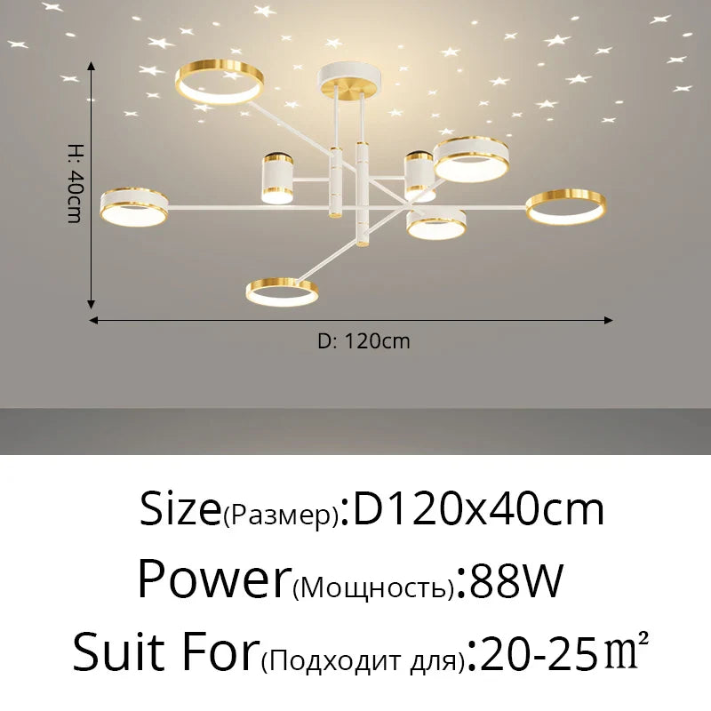 DecorBites™ LED Chandelier: Modern Smart Remote Ceiling Light for Living Room Bedroom Dining Kitchen
