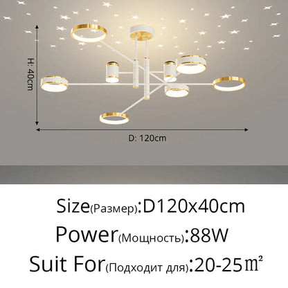 DecorBites™ LED Chandelier: Modern Smart Remote Ceiling Light for Living Room Bedroom Dining Kitchen