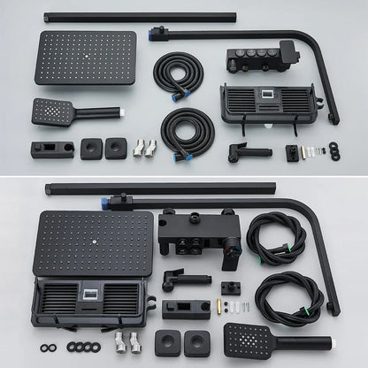 DecorBites™ Gold Thermostatic Shower Faucet Set: Smart Digital Mixer, Wall Mounted Rainfall System