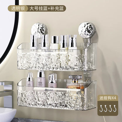 DecorBites™ Bathroom Shelf Suction Cup Storage Rack - Wall Mounted Draining Basket