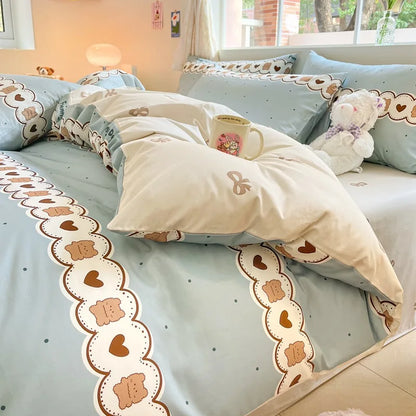 طقم أغطية سرير قطني مطبوع عليه زهور من DecorBites™: غطاء لحاف مريح للنوم وملاءة ملائمة لجميع المواسم