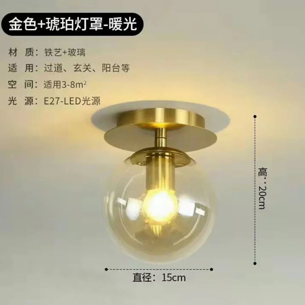DecorBites™ Gold Ball Glass Ceiling Lamp: Modern Nordic Living Room Lights for Loft Decor