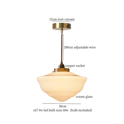 Decorbites™ Cremeglas-Kugel-LED-Hängeleuchte für Küche und Wohnzimmer im nordischen Vintage-Stil aus Kupfer