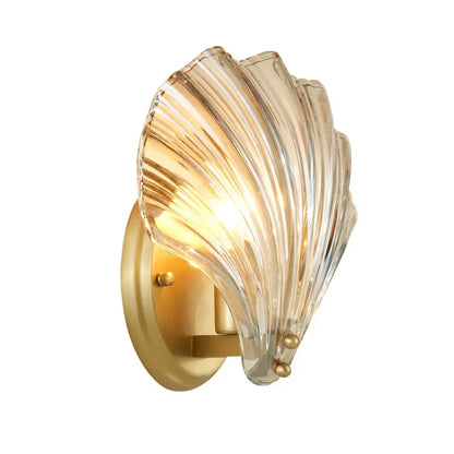 DecorBites™ Glass Shell Led Wall Lamp: Modern Hall Sconce with Creative Lighting for Bedroom, Kitchen.