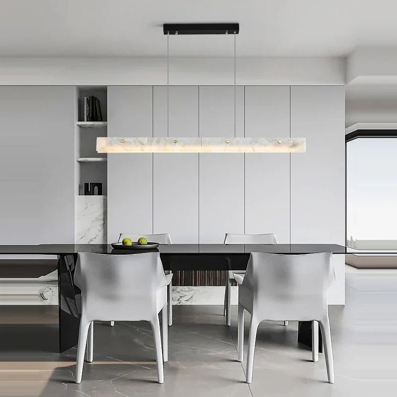 DecorBites™ Art Deco Marble Steel Chandelier: Modern LED Black Gold Lighting for Dinning Room