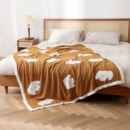 Manta de franela acogedora DecorBites™ para la oficina en casa: funda de sofá y edredón de punto de doble cara.