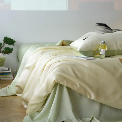 DecorBites™ Cartoon Embroidery Comforter Set with Silky Cooling Touch Fitted Sheet - Luxury Rayon Bedding Set