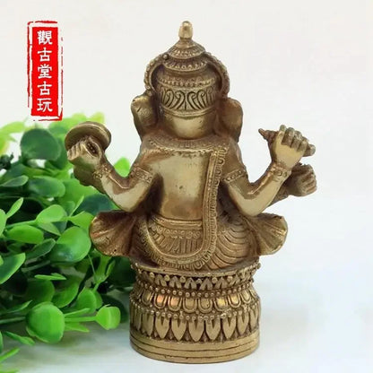 DecorBites™ Bronze Ganapati Elephant Buddha Statue