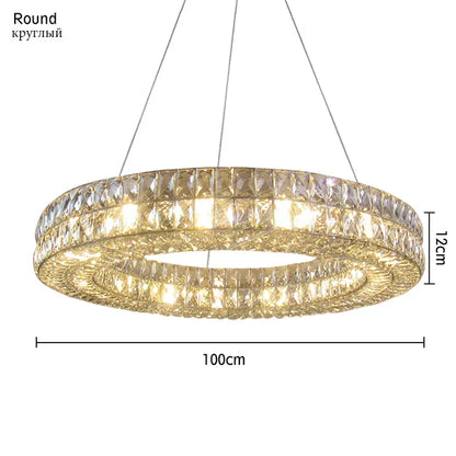DecorBites™ Gold K9 Crystal LED Ring Chandelier Pendant Light for Home Decor