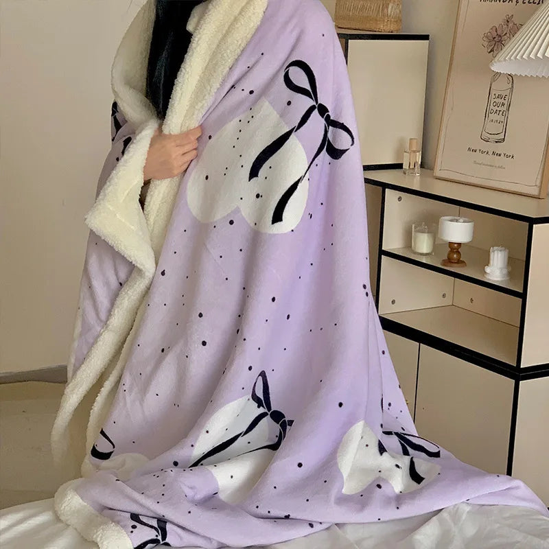 DecorBites™ Korean Cartoon Plush Blanket, Soft Nap Sofa Cover for Home Dormitory