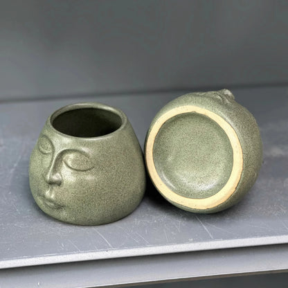 ديكور بايتس™ - مزهرية خزفية بتصميم وجه تجريدي - منفضة سجائر - نباتات - إكسسوارات ديكور منزلي