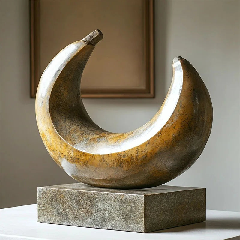 DecorBites™ Golden Ring Abstract Resin Figurines, Home Decor, Geometric Design