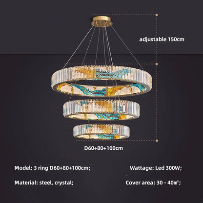 DecorBites™ Circle Steel LED Pendant Chandelier, Modern Dimmable Lighting for Living Room Home Decor