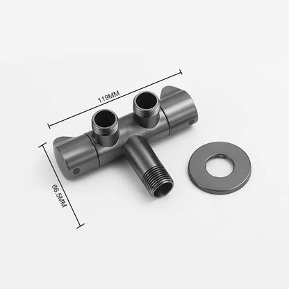 DecorBites™ Brushed Gold Solid Brass Bathroom Angled Dual Outlet Toilet Filling Valve