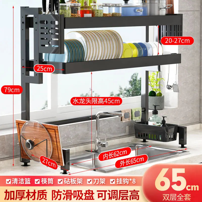 DecorBites™ Kitchen Sink Dish Drying Rack Cutlery Organizer Shelf Counter Storage