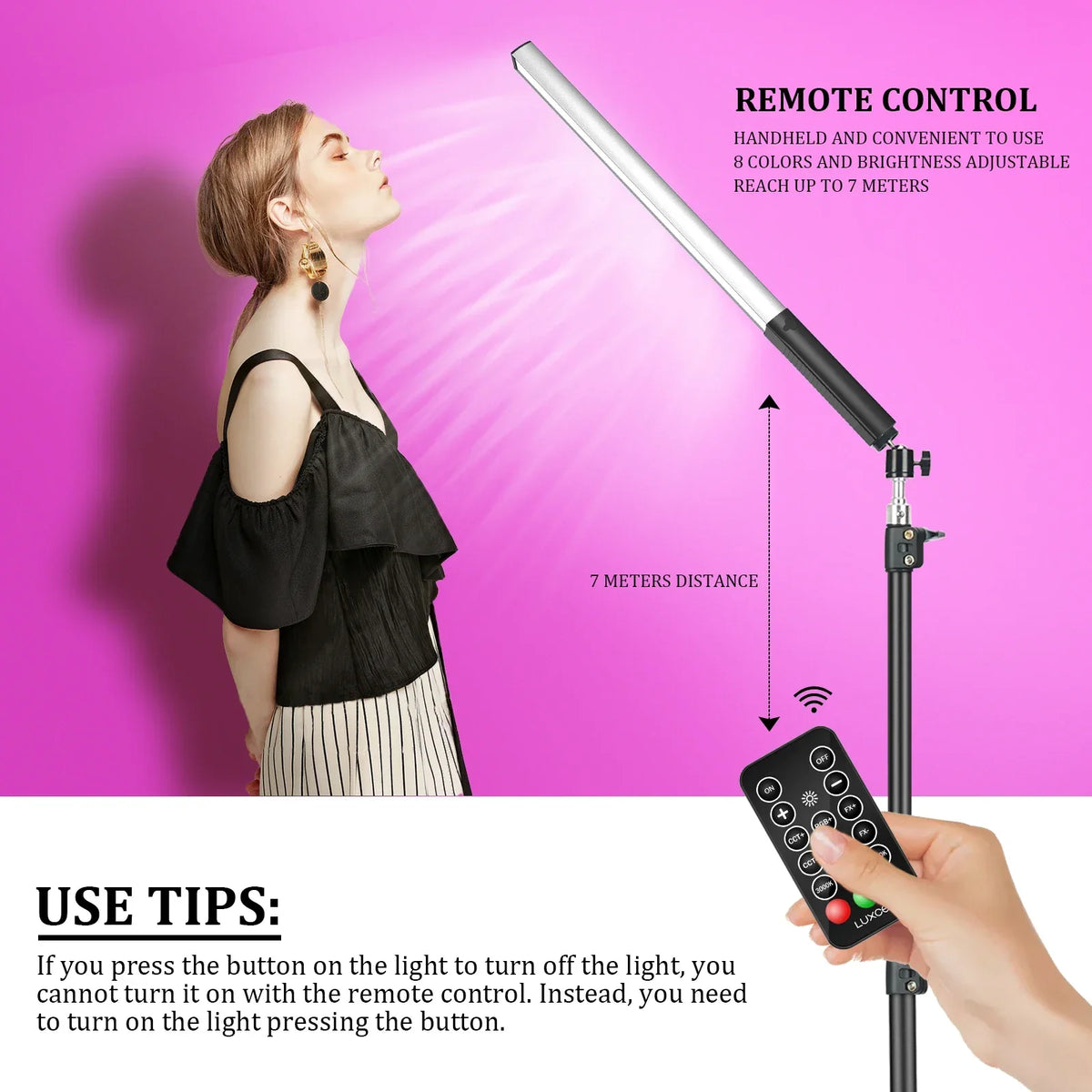 Decorbites™ Varita de Luz LED RGB con Trípode, Control Remoto, Lámpara Portátil de Mano