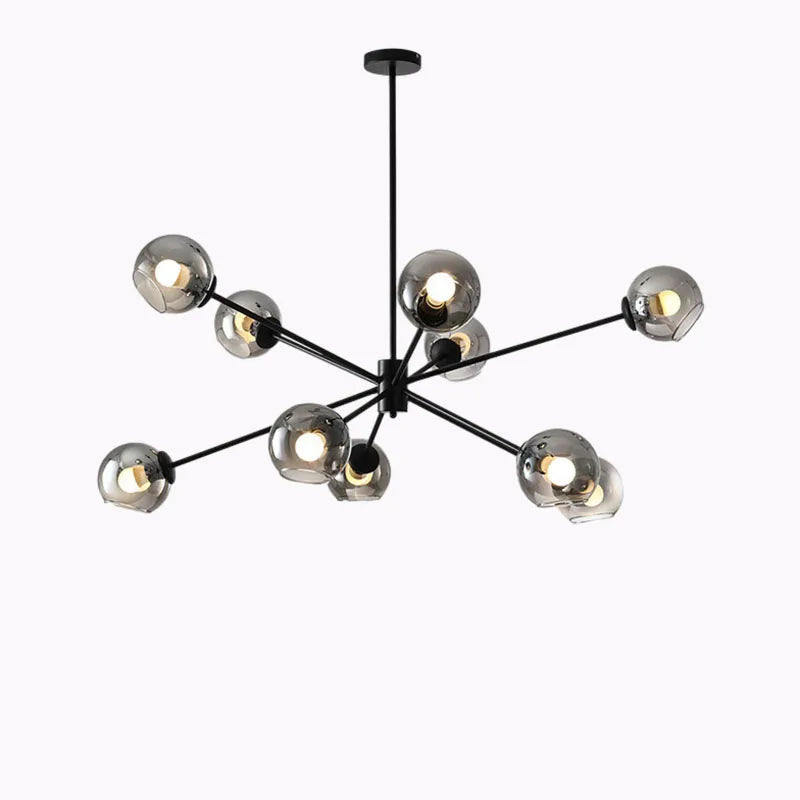 DecorBites™ Glass Chandelier with Metal Frame for Parlor, Dining Room, and Bedroom Lighting