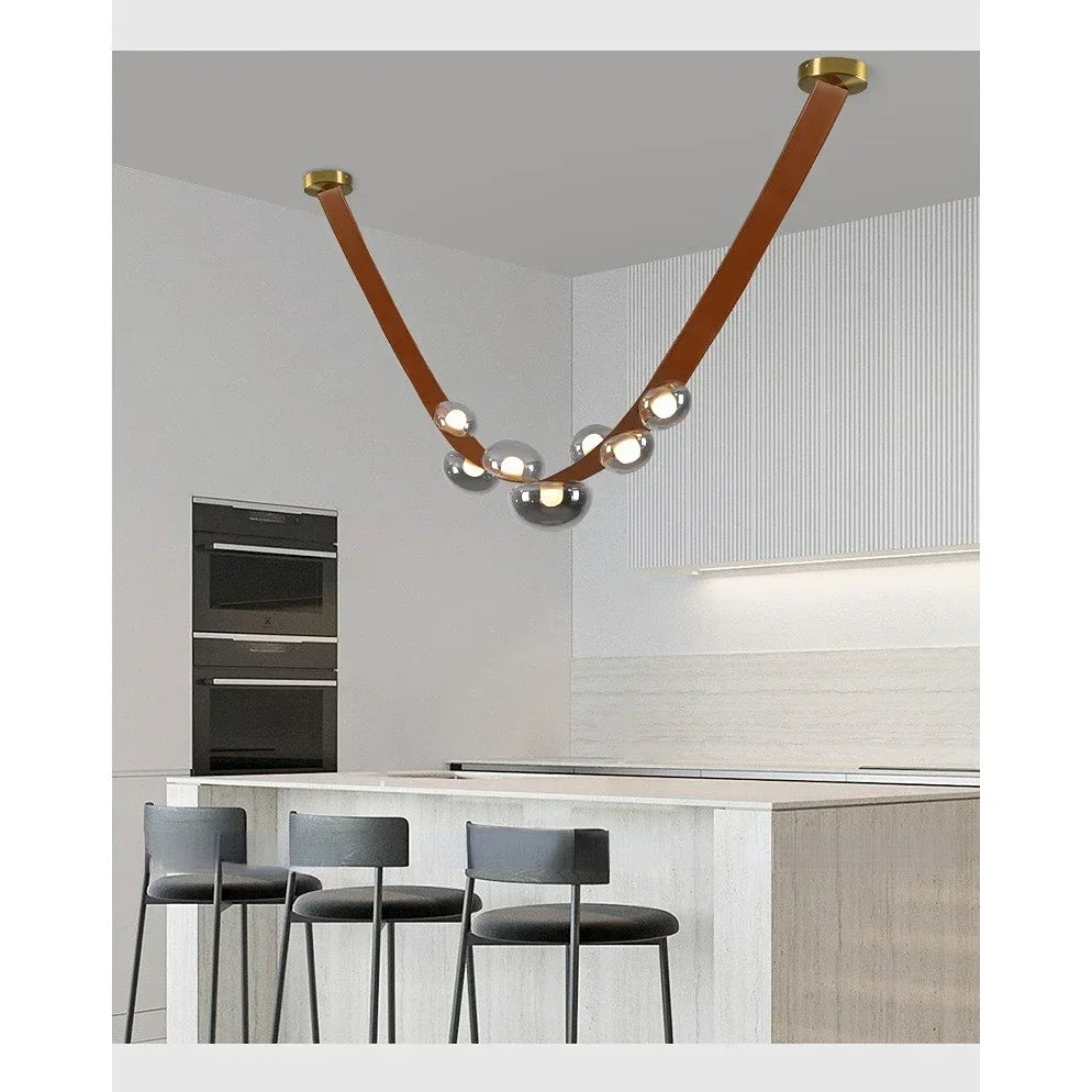 DecorBites™ Leather LED Pendant Lamp: Modern Lighting for Living Room, Hall, and Villa