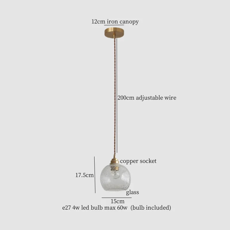 Lámpara colgante LED DecorBites™ de cristal agrietado para cafetería, bar, cocina y sala de estar