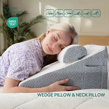 Decobites Memory Foam Wedge Pillow: Comfortable Sleep Support Triangle Pillow