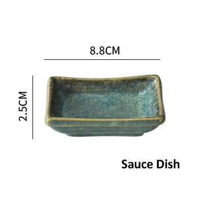 Vajilla de cerámica DecorBites™ - Platos y bol de cerámica de inspiración japonesa con diseño de cambio de horno