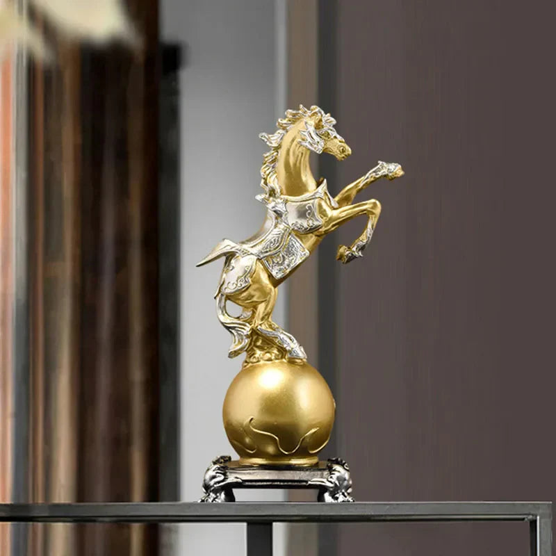 DecorBites™ Golden Horse Sculptures: Home & Office Decor Ornaments