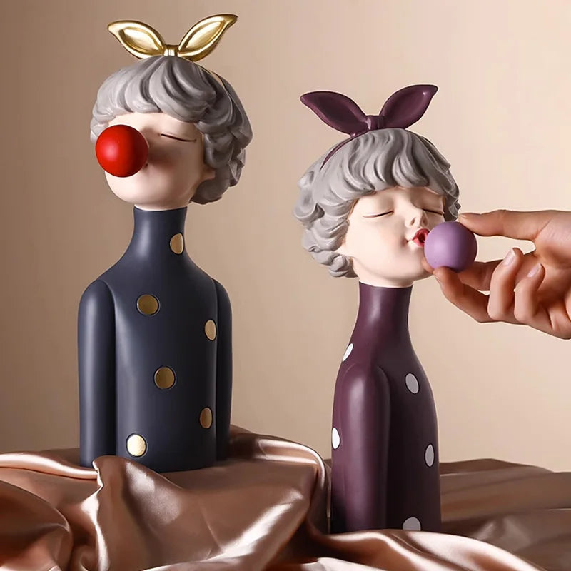 DecorBites™ Bubble Gum Girl Statue: Modern Room Decor & Birthday Gift