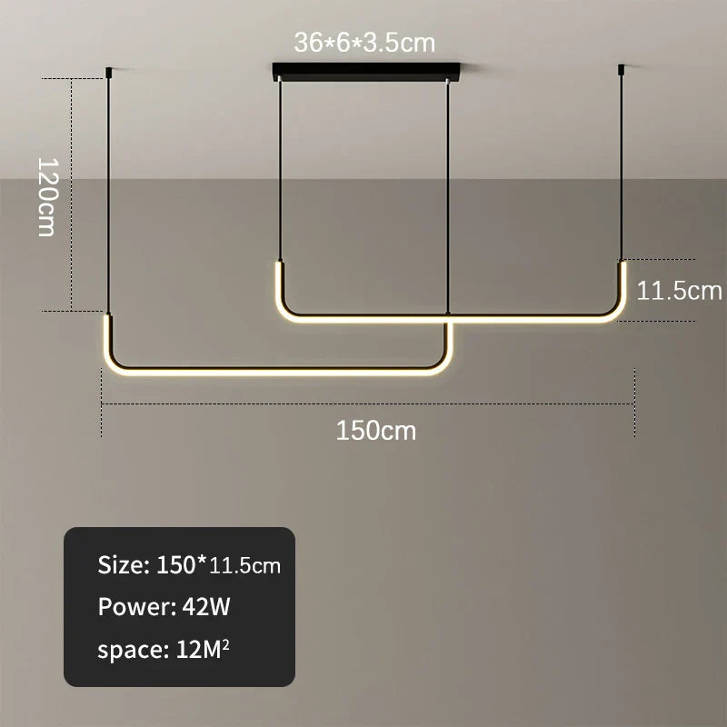 DecorBites™ Black Gold Pendant Chandelier LED Ceiling Lamp for Modern Dining Room and Kitchen