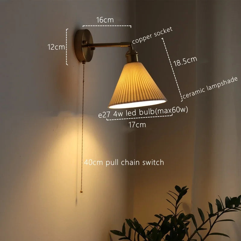 DecorBites™ Ceramic Copper LED Wall Lamp for Bedroom Bedside Mirror Light