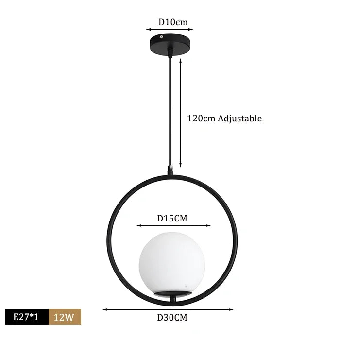 DecorBites™ Glass Ball Pendant Lights LED Kitchen Living Room Suspension Luminaire