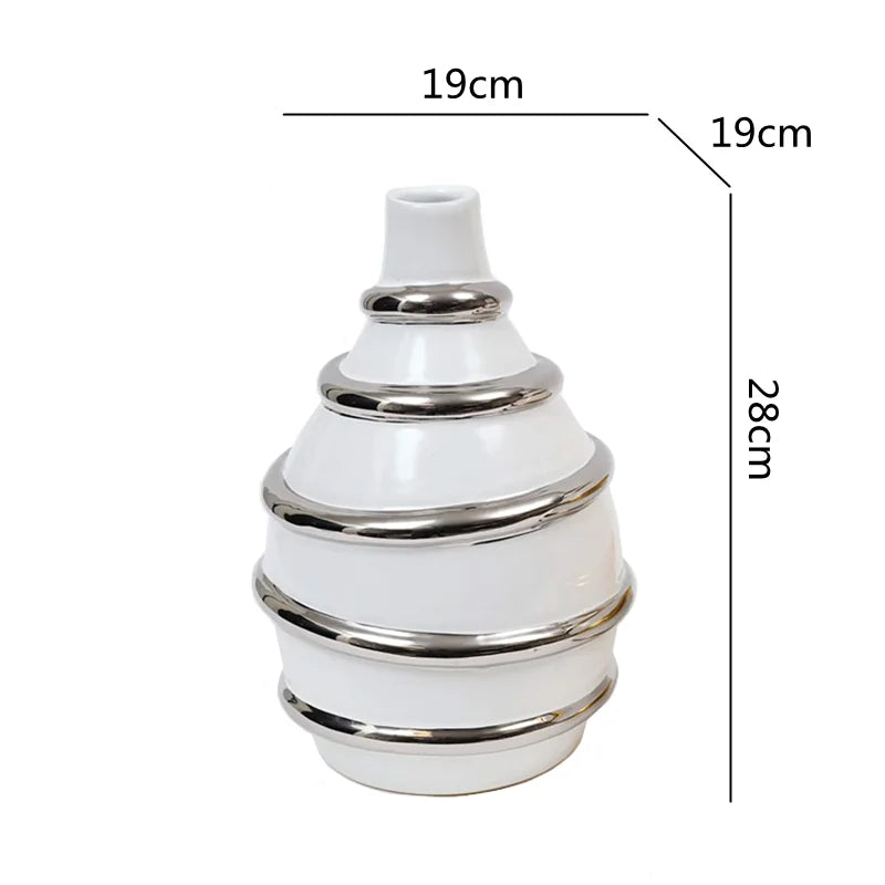 DecorBites™ Golden Ceramic Vase for Wedding and Home Decor