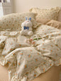 Decobites Floral Lace Ruffles Girl Bedding Set with Quilt/Duvet Cover, Sheet & Pillowcases