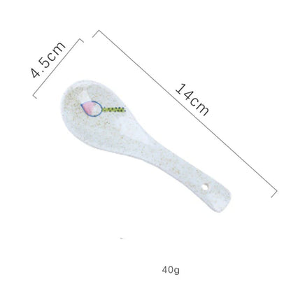 مجموعة أوعية رامين سيراميك ريترو من ديكوربايتس™ مقاس 6.5 بوصة مع غطاء وعيدان طعام وملاعق
