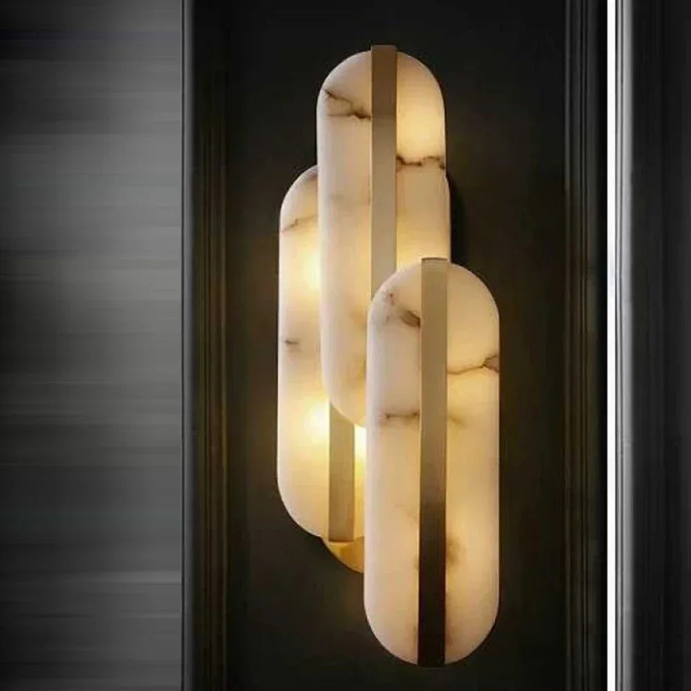 ديكوربايتس™ مصباح حائط رخامي بيضاوي من المرمر لغرفة المعيشة الداخلية وغرفة النوم والمطبخ وإضاءة الممر