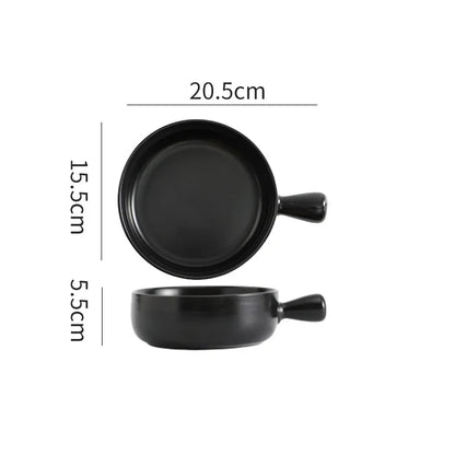 DecorBites™ Ceramic Single Handle Salad Bowl, Microwave Safe for Breakfast, Dessert, Soup