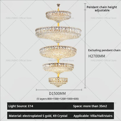DecorBites™ Crystal Living Room Chandelier: Modern Luxury High-Rise Villa Personality Creative Hotel Décor
