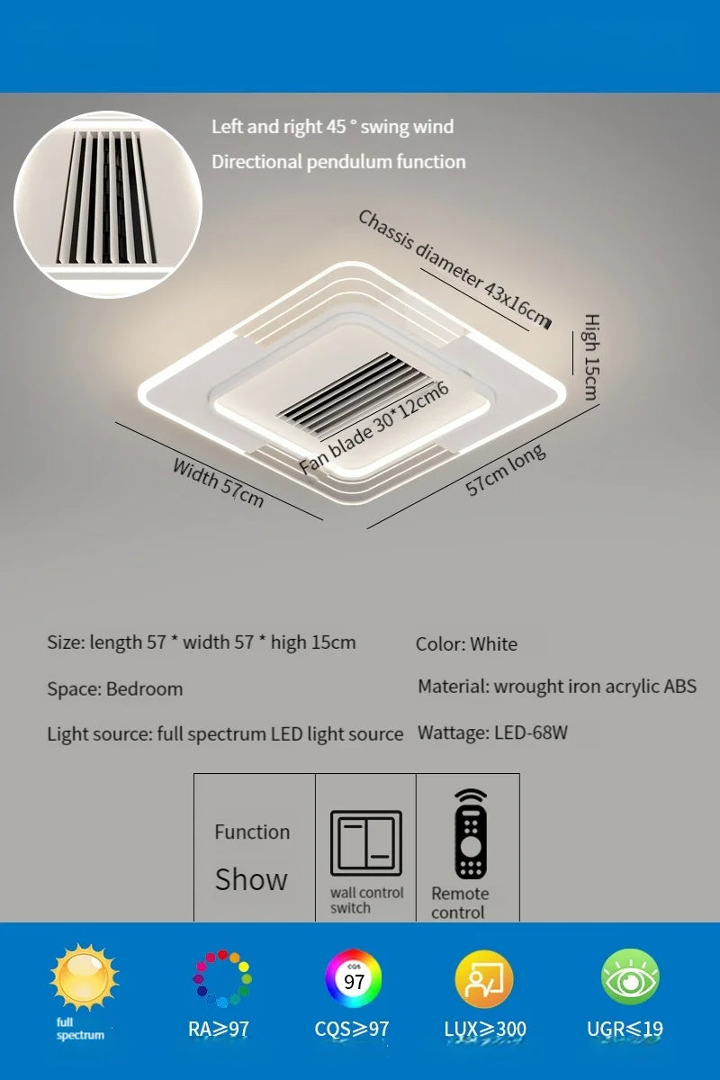 DecorBites™ LED Bladeless Ceiling Fan with Remote Control for Modern Living Room