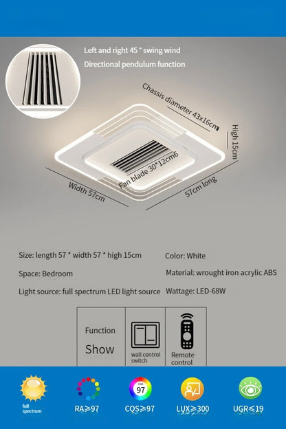 DecorBites™ LED Bladeless Ceiling Fan with Remote Control for Modern Living Room