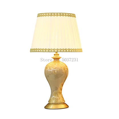 مصباح طاولة سيراميكي ريفي من DecorBites™ لحماية العين وديكور غرفة النوم والدراسة