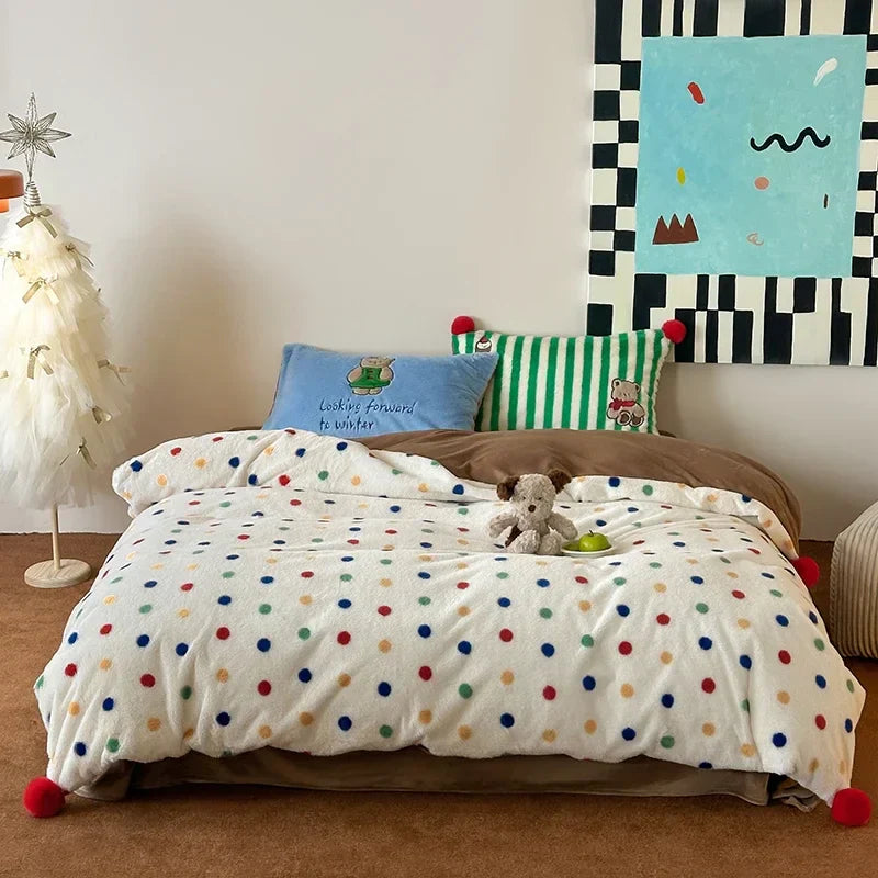 Juego de Edredón de Terciopelo Bordado Luxe™ Decorbites para Ropa de Cama de Invierno Acogedora