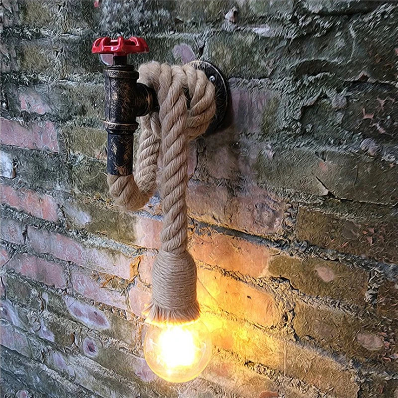 DecorBites™ Industrial Loft Hemp Rope Wall Lamp for Kitchen Living Room Bar Lighting