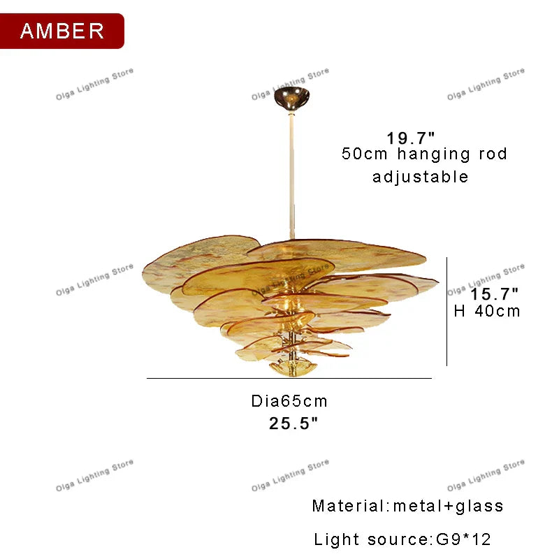 Decorbites™ Grüne Blatt Glas Deckenleuchter - Elegante Vintage-Lüster für Wohnzimmer- und Esszimmer-Dekoration