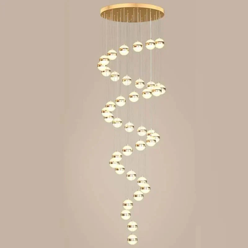 DecorBites™ Gold Acrylic Chandelier - Modern Staircase LED Lighting