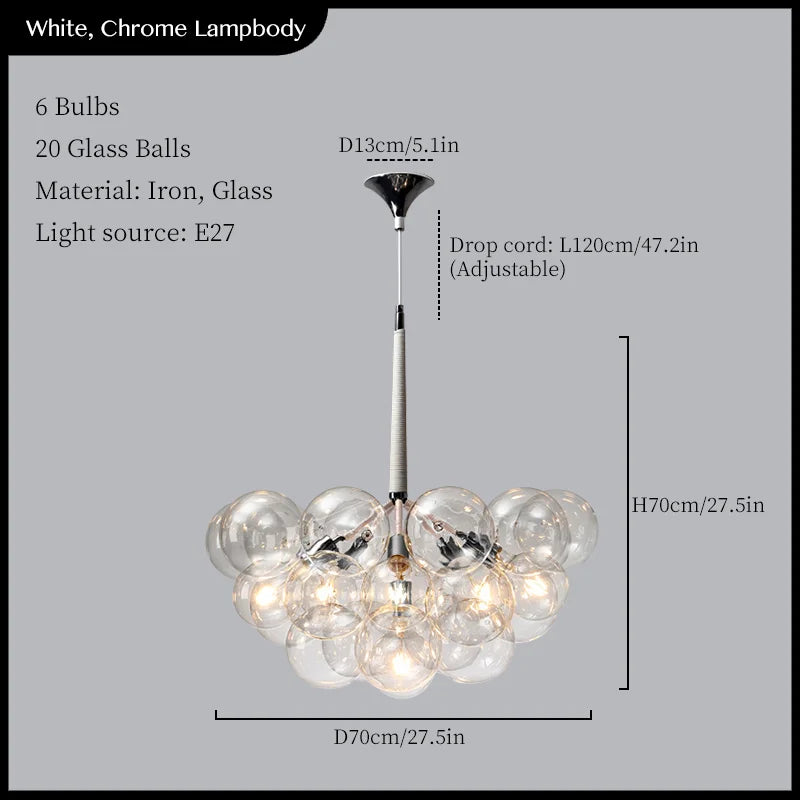 DecorBites™ Glass Balls Ceiling Pendant Lights Minimalist Living Room Chandelier Shop Bar Decor