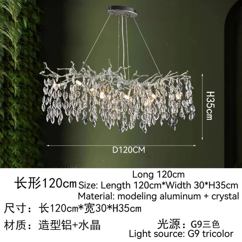Gold Crystal Tree Chandelier Matte Aluminum Finish