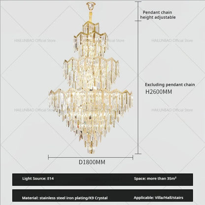 DecorBites™ Crystal Chandelier | Modern Luxury Duplex Building Chandelier for Villa and Hotel
