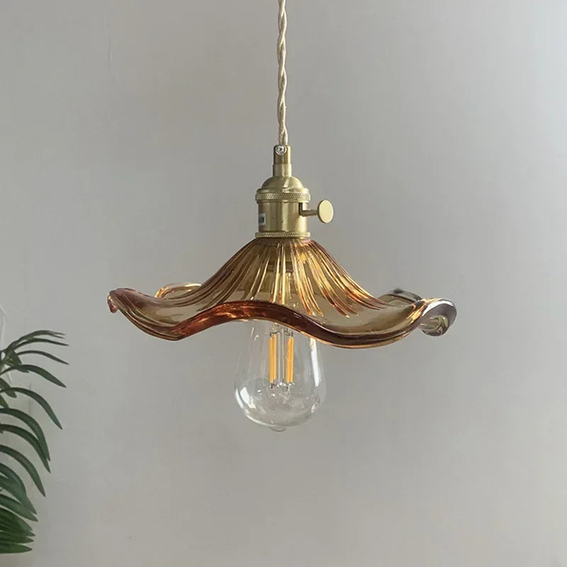 Nordic Colorful Glass Pendant Light With Polished Copper
