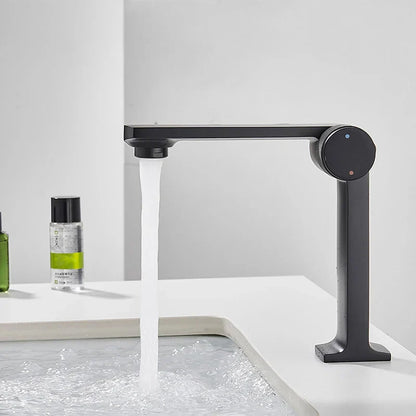 صنبور حوض ديكوربايتس™ الأسود الذهبي، خلاط مثبت على سطح الحمام الحديث