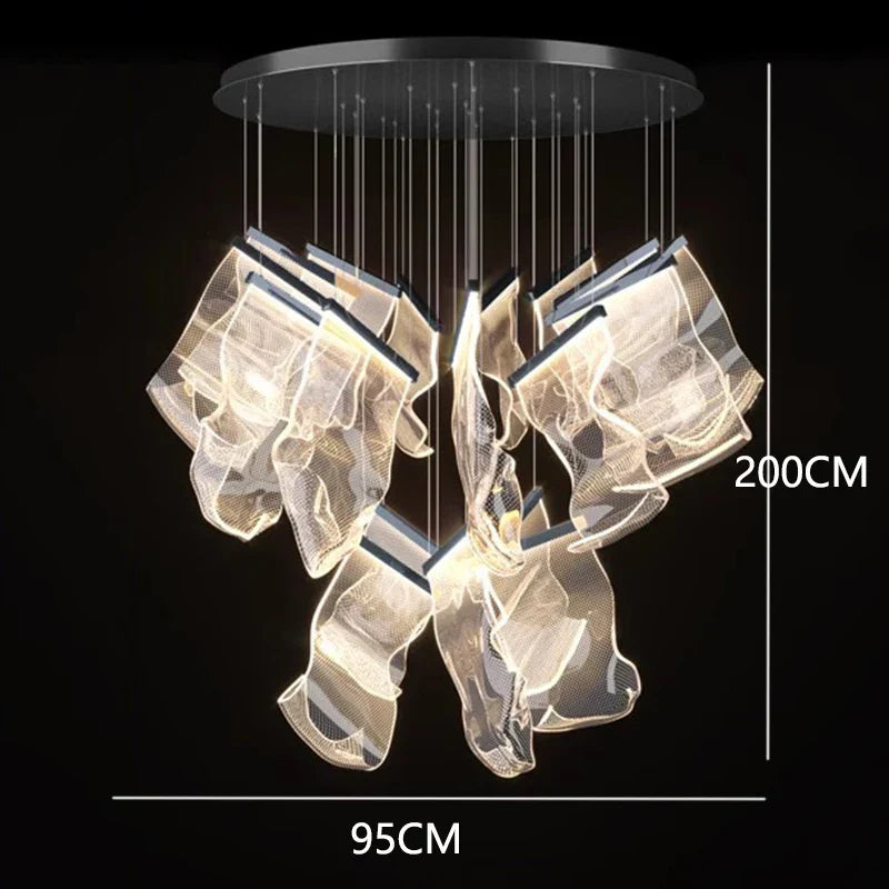 DecorBites™ Crystal Chandelier Stair Pendant Lamp Living Room Lighting